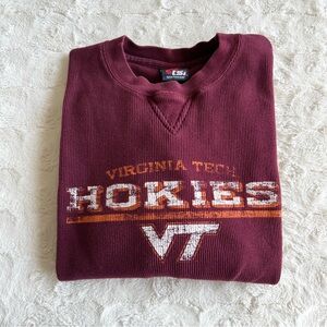 Vintage Virginia Tech Sweatshirt Pullover Mens Large Maroon Waffle Knit Hokies